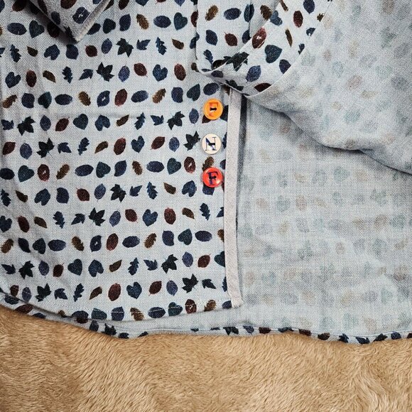 A Fish Named Fred Shirt Colorful Leaves Button-Up Men's XL Floral All Over Print - Picture 7 of 10